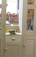 The bank of cabinets being assembled in our shop before installation.